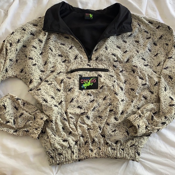 Gecko Hawaii Jackets & Blazers - Off White Gecko Hawaii Windbreaker